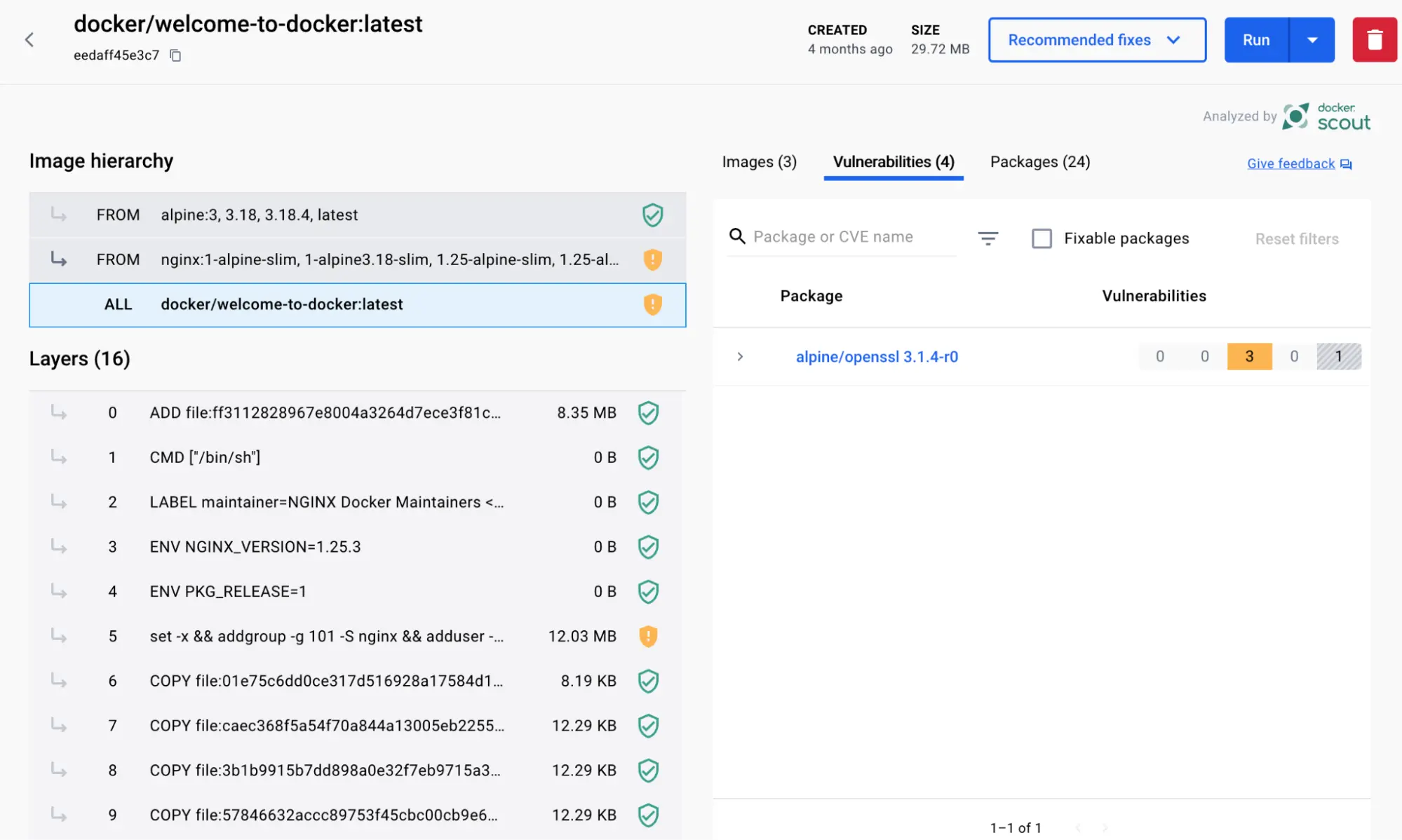 docker/welcome-to-docker镜像的镜像详细信息视图的屏幕截图